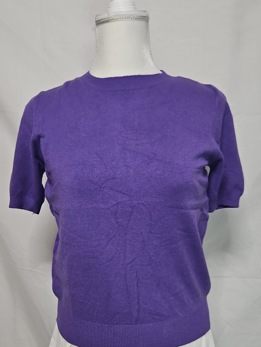 Women’s Crewneck Short-Sleeve Sweater in Purple